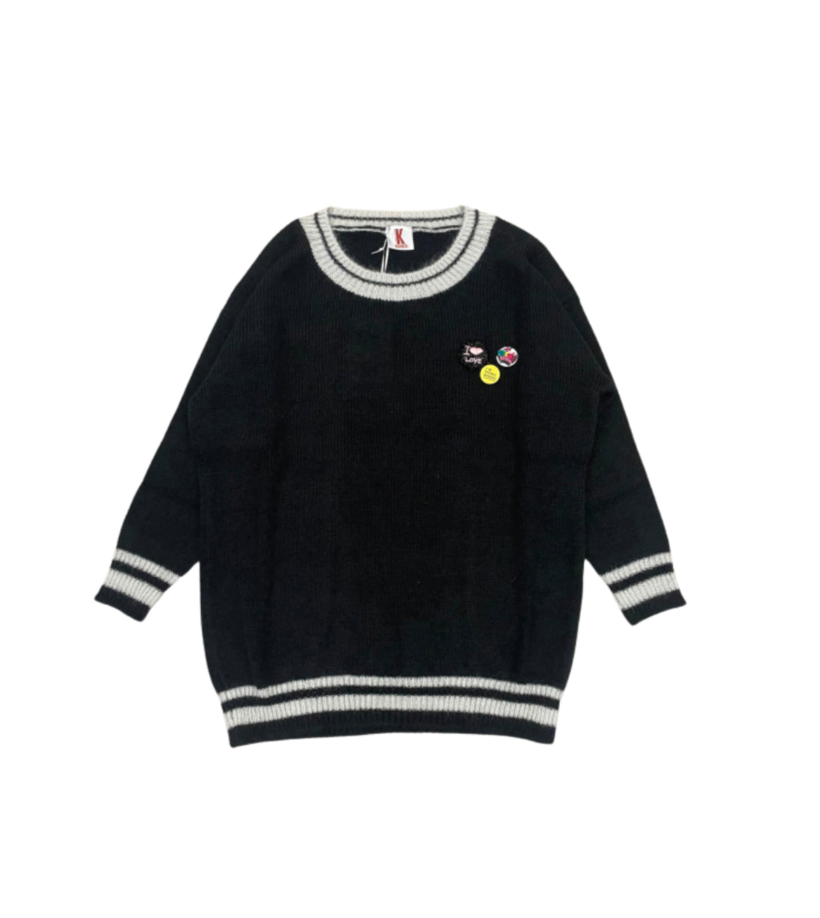 Maglia lunga scollo madonna spille