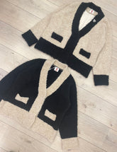 Cardigan bicolore boucle