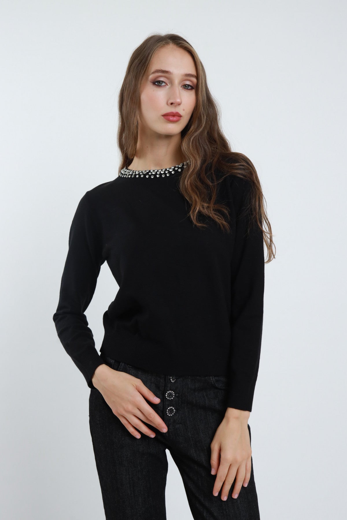 Maglia Girocollo Strass