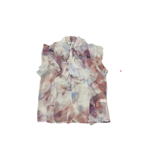 Camicia smanicata rouches fantasia floreale