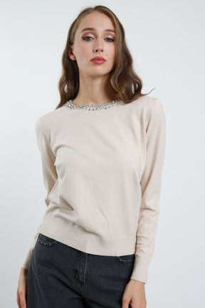Maglia Girocollo Strass