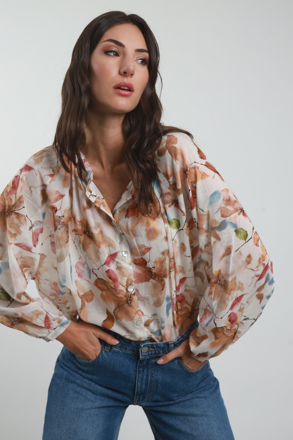 Camicia coreana stampa fiore