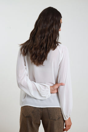 Blusa georgette dettaglio oro